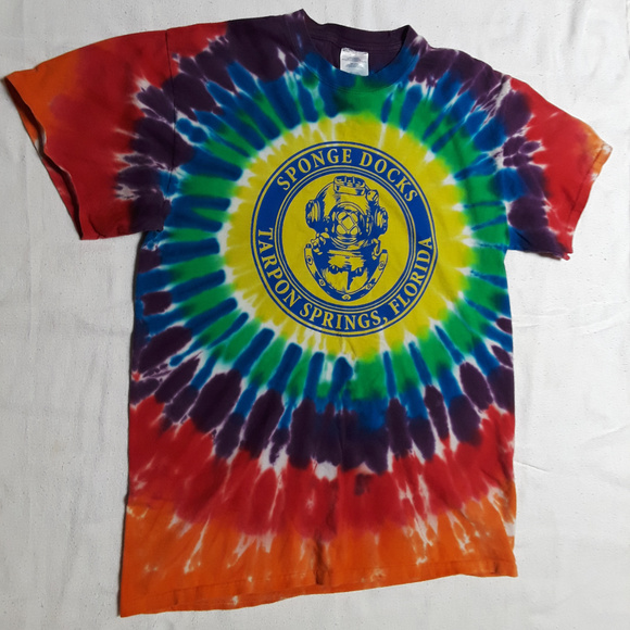 Colorful Hippie Sponge Docks Tie Dye T-Shirt M (T-394) - Picture 2 of 3